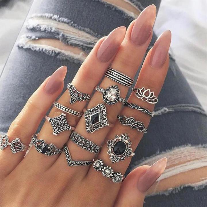 Rings set 15 Pcs/set Midi Finger Ring Gifts for Women Set Vintage