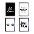 Set of 4 Fashion Inspirational Quotes Wall Art - 12 × 8 Inches | Aesthetic Pictures Wall Frames For Room Decor With Trendy Posters - White Frame | Ready To Hang. 