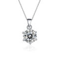 Live source: imitation silver necklace, moissanite pendant, women's love jewelry, niche and versatile clavicle chain, color-preserving titanium steel chain. 