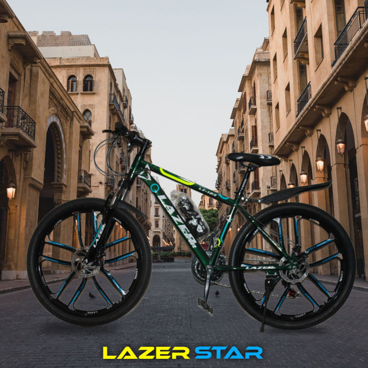 LAZER STAR GREEN COLOR 26 INCH BICYCLE , CYCLE FOR RACING , MOUNTAIN BIKE , ROAD BIKE WITH 10 GEARS