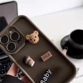 Cute 3D Bear Coffee Milk Candy Liquid Phone Case For iPhone 11 13 12 14 15 Pro Max XR XS Max Korean Cartoon Cover. 