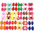 20 pieces Cute Ribbon Pet Hair Bows Elastic Rubber Band Dog Hair Accessories Cat Hair Flower Pet Photo Props Christmas Gift. 