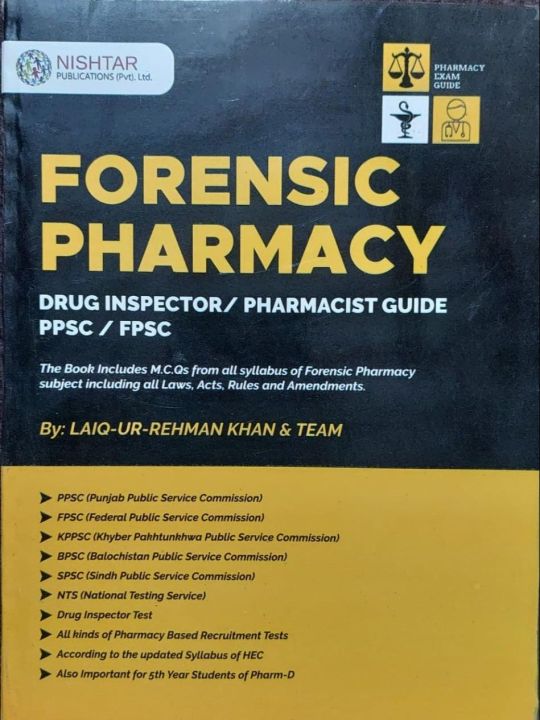 FORENSIC PHARMACY BY LAIQ-UR-REHMAN KHAN , Forensic pharmacy Book , Medical book , pharmacy book