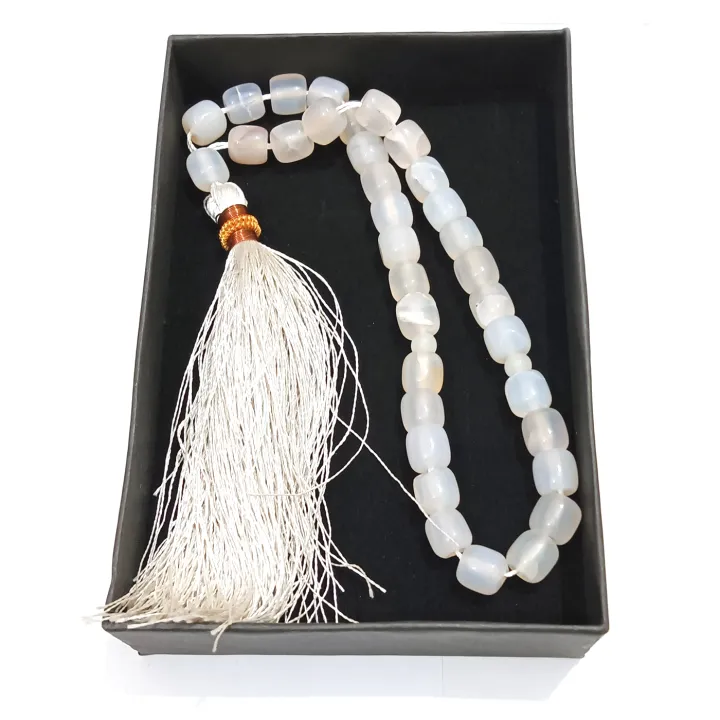 Natural%20unique%20design%20White%20Aqeeq%20Stone%20Tasbih%2033%20Beads%20Size%2010-mm%20%E2%80%93%20muslim%20Agate%20zikr%20prayer%20Tasbeeh%20-%20handmade%20Rosary%2010%20mm%20tasbi%20counter%20Stress%20Relaxation%20-%20Image%207