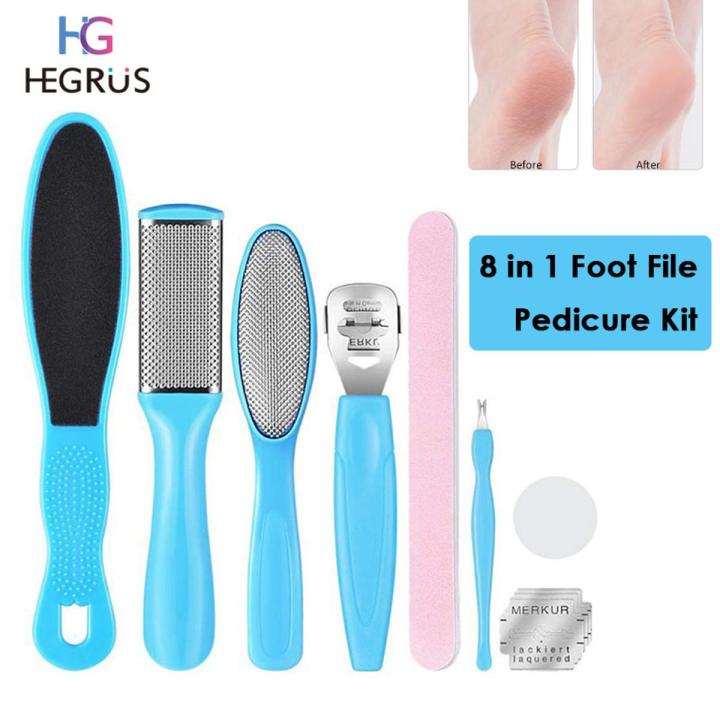 HEGRUS Foot File Pedicure Kit Callus Remover Stainless Steel Pedicure Rasp Tools Feet Exfoliating Scrubber Heel Calluses File Scraping Foot Care Foot Scraper Pedicure Planer Tool Set for Dry and Wet Feet