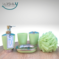 Wishly Plastic Bathroom Accessory 5 Pcs Set Plain Mod Design Soap/Hand wash Dispenser, Bathroom Tumbler, Soap Dish, Toothbrush Holder, Toothbrush Cup & Shower Loofah Ball/Sponge for Countertop Home Decor Housewarming Gift Set.. 