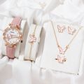 Fashion Watch Set: 6pcs Cute Elegant New Women's Watch Set with Butterfly Jewelry, Luxury and Fashionable Wristwatch for Girls. 