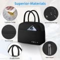 Lunch Bag Lunch Box for Women Men Reusable Insulated Lunch Tote Bag,Leakproof Thermal Cooler Sack Food Handbags Case High Capacity forTravel Work School Picnic- Black -1pc. 