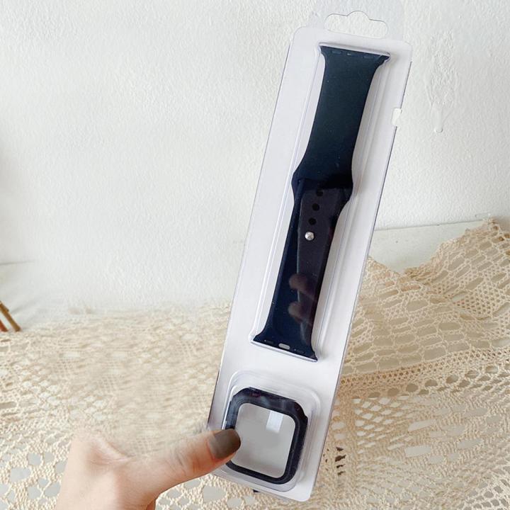 Case+Strap Apple Watch Strap Series S1 S2 S3 S4 S5 S6 SE Sport Band Bands Liquid Silicone iWatch Strap 38mm 40mm 42mm 44mm Band with Full Cover case