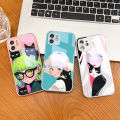 FELMYST for OPPO A55 Back Cover Girl Black Cat Original Print Hard Metallic Lacquer Glass Phone Case. 