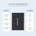 Rybozen USB Switch 4 Port USB 2.0 Share Switch for 4 PCs 4 in 3 Out USB KVM Switch with 4 USB B Cable for Printer Keyboard Mouse Scanner Black  a261 Switchhh b. 