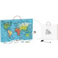 Magnetic World Map Puzzle & Dry Erase Board for Kids 3 years+ ,  2 in 1 Double Sided Board. 
