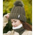 Buy 1 Cap Get 1 Free Neck warmer - Mahroon Woolen Beanie Cap With Neck Scarf For Women. 