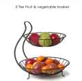 Superior Two and Three-Tier Kitchen Organizer with Fruit Basket, Vegetable Stand, and Fruit and Vegetable Bowl for Storage Fruit Storage: Black Iron Stand with Kitchen Counter Rack. 