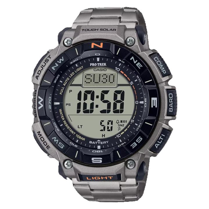 Casio Protek Mens Biomass Plastic Digital World Time, Sunrise/Sunset Display, LED Backlight (Super Illuminator), Power Saving, Run Time, Battery Level Indicator, Full Auto Calender, Solar Power, Altimeter, Barometer, Thermometer Watch-PRG-340T-7DR