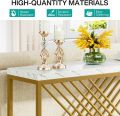 Tribesigns 42.5 Inches White Console Table, Modern Gold Sofa Table, Narrow Entryway Table with Metal Frame for Living Room, Hallway, Entryway, White & Gold. 