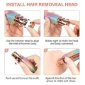 2-in-1 Eyebrow Trimmer for Women - Facial Hair Remover Machine For Women - Face,Upper Lips,Cheek, Chin and Nose Hair Remover, USB RECHARGEABLE Epilator With Ring Light (Pink). 