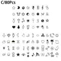 77 Kinds Of Cute Tattoo Stickers Bear Star Smiley Face English Temporary Tattoos Suitable For Summer Tattoos. 