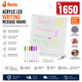 Acrylic LED Writing Message Board | Acrylic Clear Boards Message Board with 7 Colors | LED Note Board Pad with Stand | Adjustable Light Up Kids Drawing Boards  (Large Size 20*20cm). 