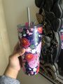 Steel floral sipper cup. 