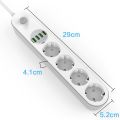 Joyguard Multi-Socket Power Strip EU Plug Surge Protector 4 Sockets/ Outlets 4-port 3.4A USB   Port with Extension Socket & 2.0M Cable Electrical Wall Charger Adapter for Home Office -Black. 