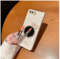 For OPPO A12e Back Cover + Bowknot Makeup Mirror Fashion Shiny Plating Square Bumper Bling Girls Phone Case Soft TPU Silicone Shockproof Back Cover. 