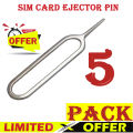 Sim Card Ejector Pin - Metallic Sim Ejector - Pack Of 5 -Universal Sim tray Remover Tool for android mobile - Reset Sim Card Tool Pin Adapter - Removeable Micro Memory SD Card pin tool for smart phone. 