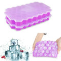 1  Ice Tray Easy Push Pop Out Square Silicon Ice Cubes Tray Honeycomb Shape Silicone Ice Cube Molds with Lid Flexible Tray for Refrigerator And Freezer. 