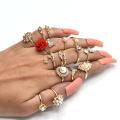vintage 15 pcs finger ring for girls golden. 