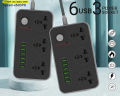 SpeedX U603PU Multi Power Plug Extension Board with 6 USB Ports + 3 Sockets Universal Travel Charging Adapter Surge Protector 2500W. 