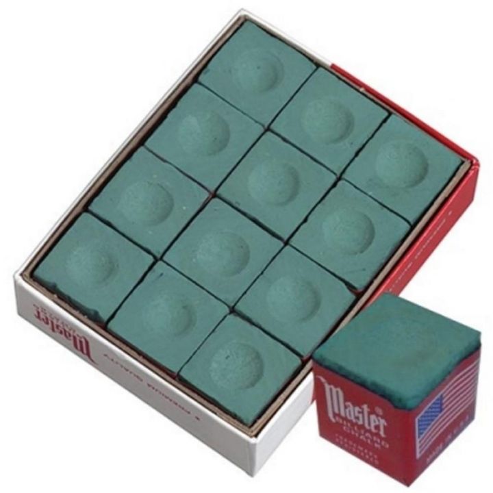 Pack of 12 - Original Tweeten Masters Billiard Chalk Snooker Pool Cue Accessories - Green