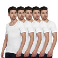 Pack of 5 Cotton vest banyan Stretchable Shape Wear Vest for Men Round Neck Half Sleeves (Bazo). 