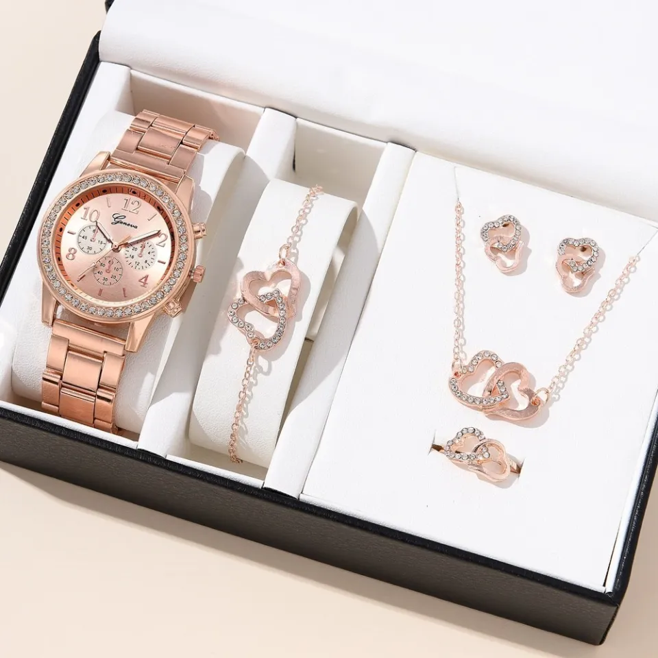Stainless Steel 6pcs Fashion Watch Collection for Women Fashionable New Design Casual Wrist Watches for Personal Use or Gift Birthday Party Daraz.pk