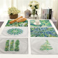 1Pcs Green Leaf Plant Pattern Dining Table Mats Kitchen Placemat Coaster Cotton Linen Pad Bowl Cup Mat 42*32cm Home Decor MP0029. 