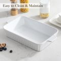 Techmanistan 13.5" Long Rectangular Stripped Ceramic Tray, Oven Safe Ceramic Dish, Baked Rice Baking Tray Cake Tray Pizza Oven Dinner Plate Korean Bowl, Ceramic Baking Dish, Porcelain Baking & Serving Dish, Baking Pan Casserole Dish, Lasagna Pan. 