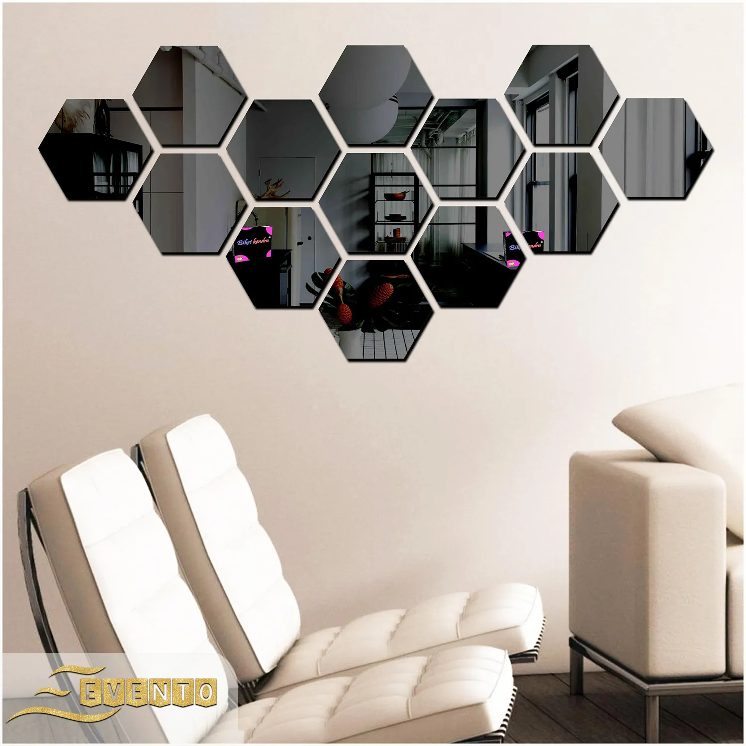 Acrylic Hexagon 3D Mirror Wall Decals