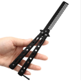 "Folding Butterfly Comb – Balisong Training Knife Style Foldable Pocket Comb – Portable EDC Fidget Comb for Hair Styling and Tricks". 