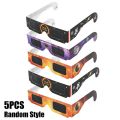 5Pcs Solar Eclipse Glasses Safety Shades Protects Eyes From Harmful Rays During Random Color 3D Outdoor Paper Eclipse Viewing Glasses. 