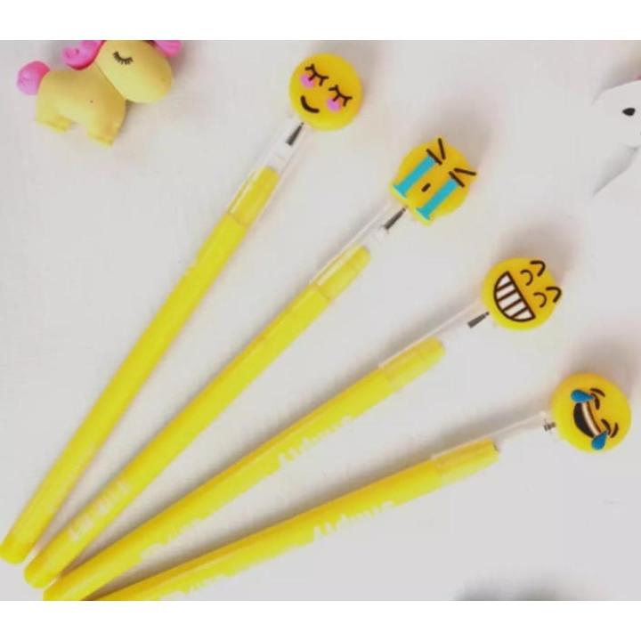 Pack of 4 Funny emoji smiley face pencils For Kids - School office Stationery Gifts