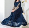 Stylish Embroidered Chiffon Maxi Full Flair (Only Maxi) Chiffon Maxi Dresses For Women. 