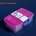 BPA-Free Stackable Plastic Food Storage Boxes, 7-Piece Thumb Lock Lunch Containers for Kitchen, Travel, Office Use. 