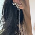 Korean Elegant Silver Color Butterfly Earrings Cute Tassel Ear Cuffs for Women Clip on Earring Fake Piercing Fashion Jewelry. 