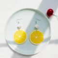 ARELENE Summer Resin Lemon Orange Slice Drop Earrings Women Acrylic Fruit Jewelry. 