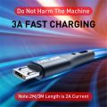 USLION 3A Micro USB Cable Fast Charging Data Cable For Samsung Android Xiaomi Redmi Note 5 Microusb Type-C Charger For iPhone. 