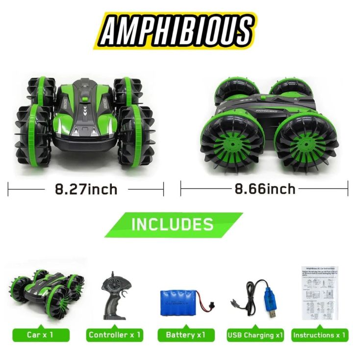 Amphibious%20RC%20Stunt%20Car%202.4Ghz%20-%204WD%20Water%20and%20Land%20Remote%20Control%20Boat%20Truck%20Monster%20Double%20Sided%20Rotate,%20360%20Degree%20Spinning%20and%20Flips%20Land%20Wateproof%20elecrtric%20Car%20Toy%20for%20Boys%20&%20Girls(Green)%20-%20Image%207