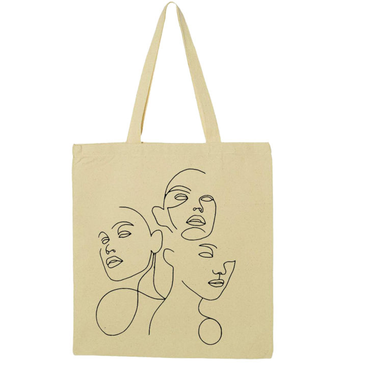 Vagile Face-Line Tote l Aesthetic Tote Bag  SUPER HEAVY WEIGHT SHOULDER TOTE SHOPPING CANVAS Bags for Girls Gift Idea