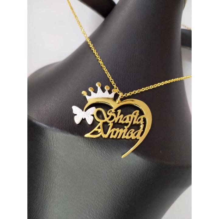 MirzaJee Simple Name Necklace Any Name Necklace 24K Gold Plated