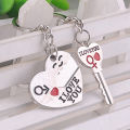 2pcs Fashion Love Heart Key Ring Keyfob Couples Romantic Keychain Lover Gift. 