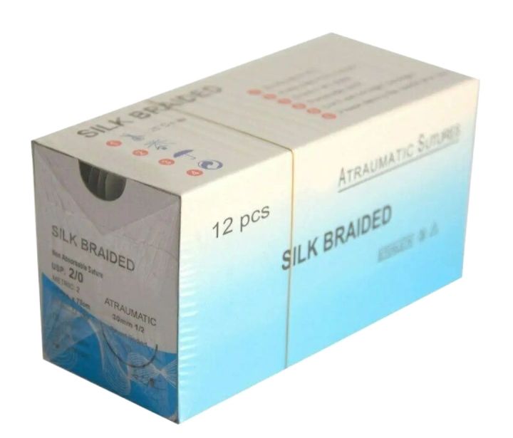 12pcs Suture Thread Natural Non-Absorbable Needle Silk Suture Wires ...