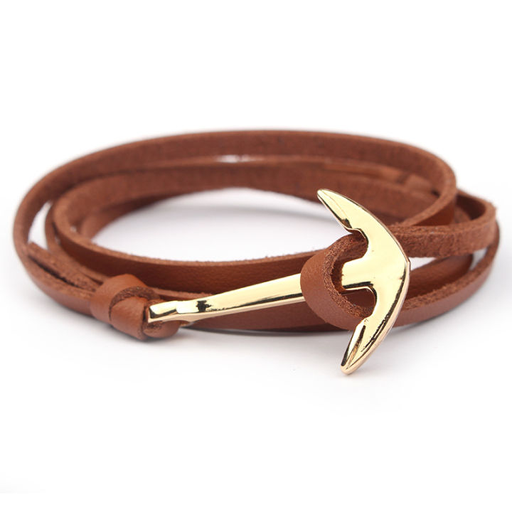 Classic Fashion Anchor Bracelet Men Braid Multilayer Rope Leather Bracelet For Men Women
